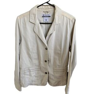 Columbia Safari Blazer Womens Medium Khaki Tan Cotton Jacket